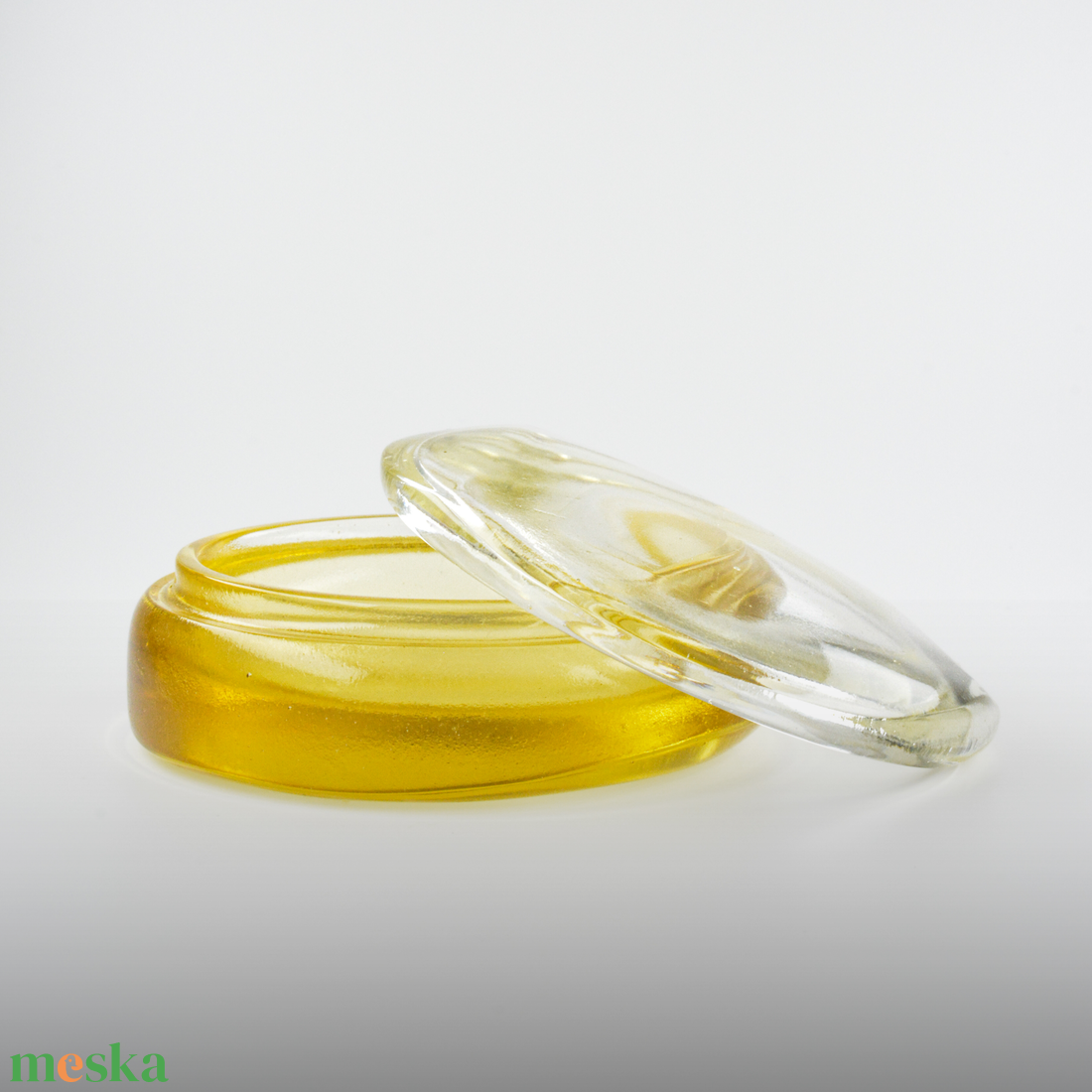 Mézi ékszertartó üvegszelence, üvegöntéssel készült egyedi darab  - ékszer - ékszertartó - ékszerdoboz - Meska.hu