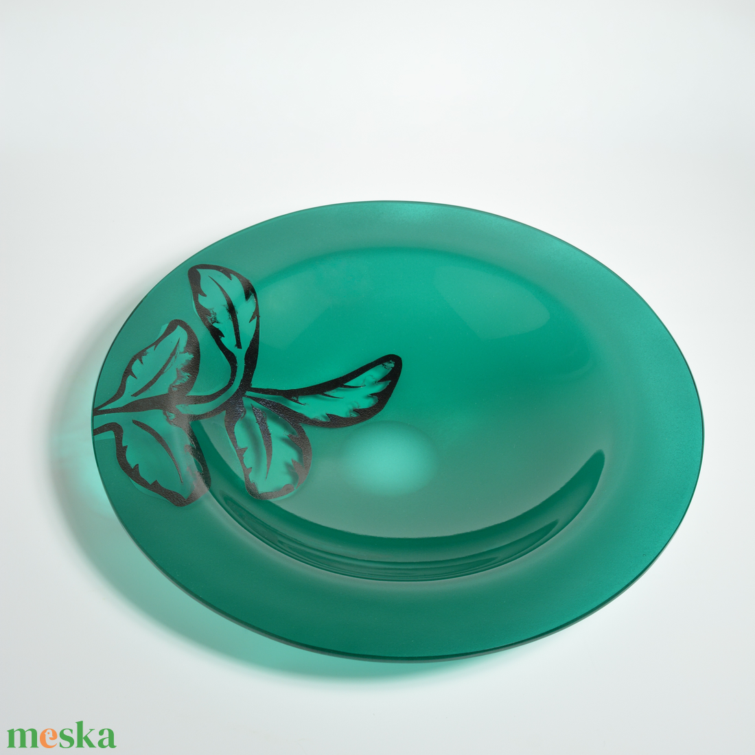 Erdő pereme üveg gyümölcsös tál, fusing technikával készült, kézzel festett egyedi darab - esküvő - dekoráció - tálalás - Meska.hu