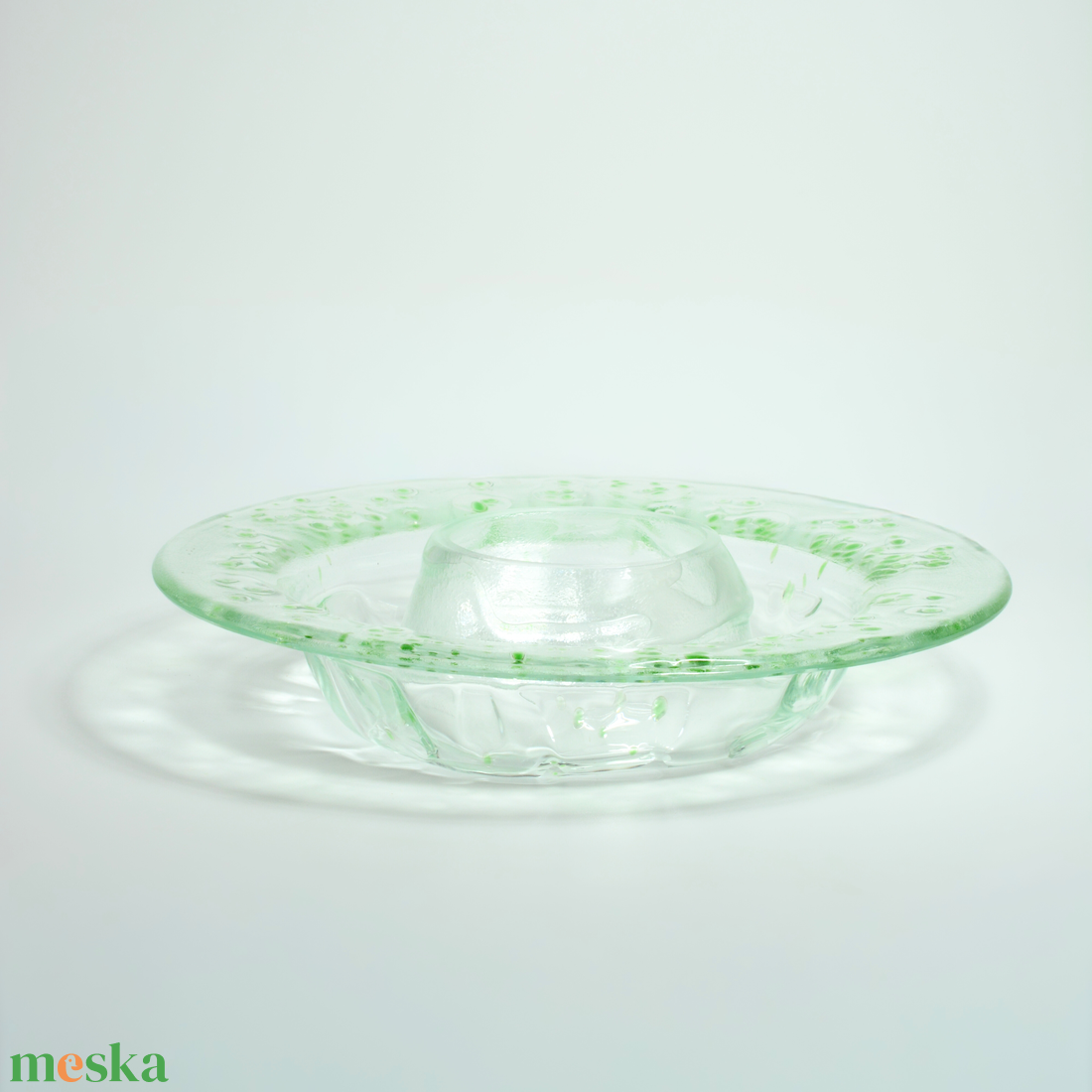 Vendégváró üveg tál, fusing technikával készült egyedi darab  - esküvő - dekoráció - tálalás - Meska.hu