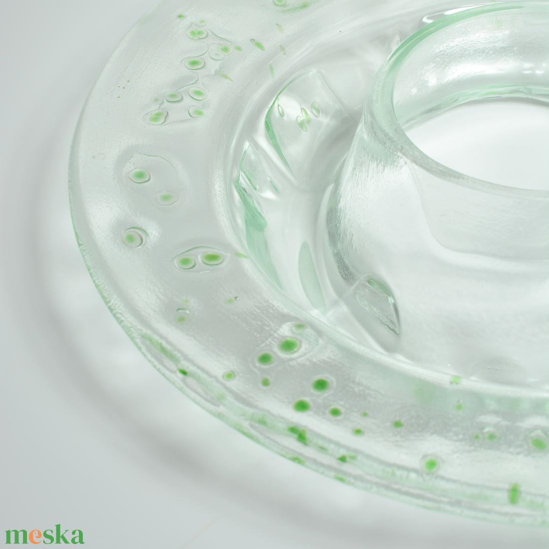 Vendégváró üveg tál, fusing technikával készült egyedi darab  - esküvő - dekoráció - tálalás - Meska.hu