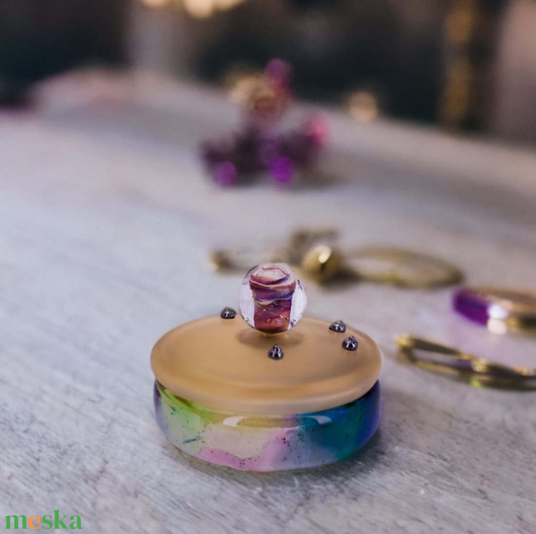 Galaxis ékszertartó üvegszelence, üvegöntéssel készült egyedi darab  - ékszer - ékszertartó - ékszerdoboz - Meska.hu