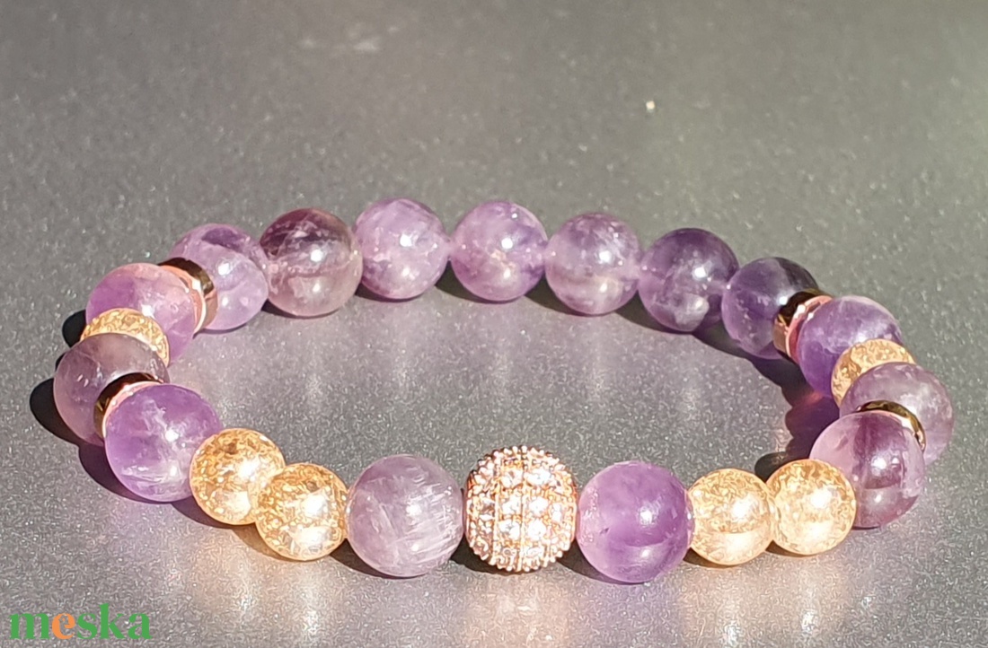 Cirkónia királynő ametiszttel - ékszer - karkötő - ásványkarkötő - Meska.hu