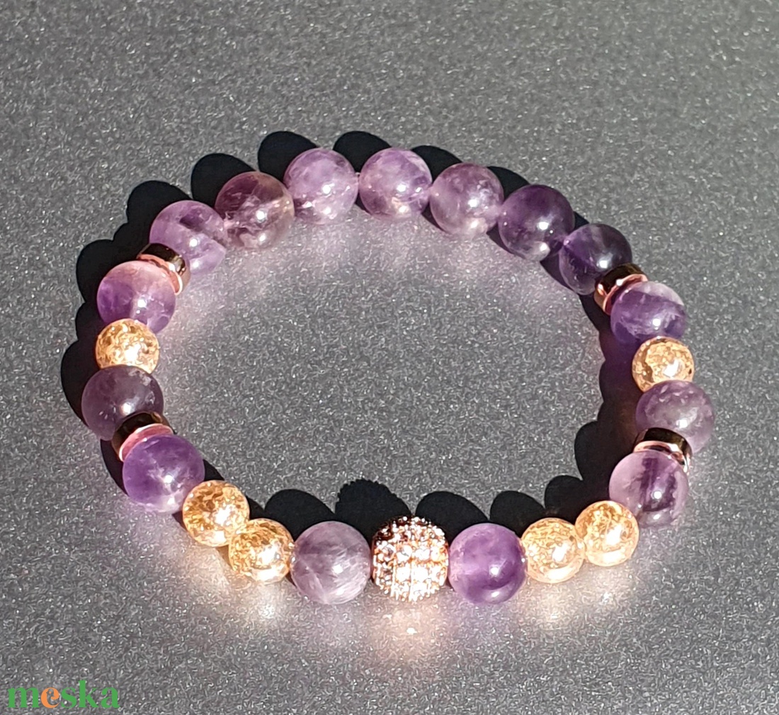 Cirkónia királynő ametiszttel - ékszer - karkötő - ásványkarkötő - Meska.hu