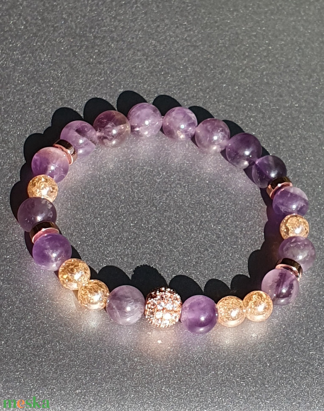 Cirkónia királynő ametiszttel - ékszer - karkötő - ásványkarkötő - Meska.hu