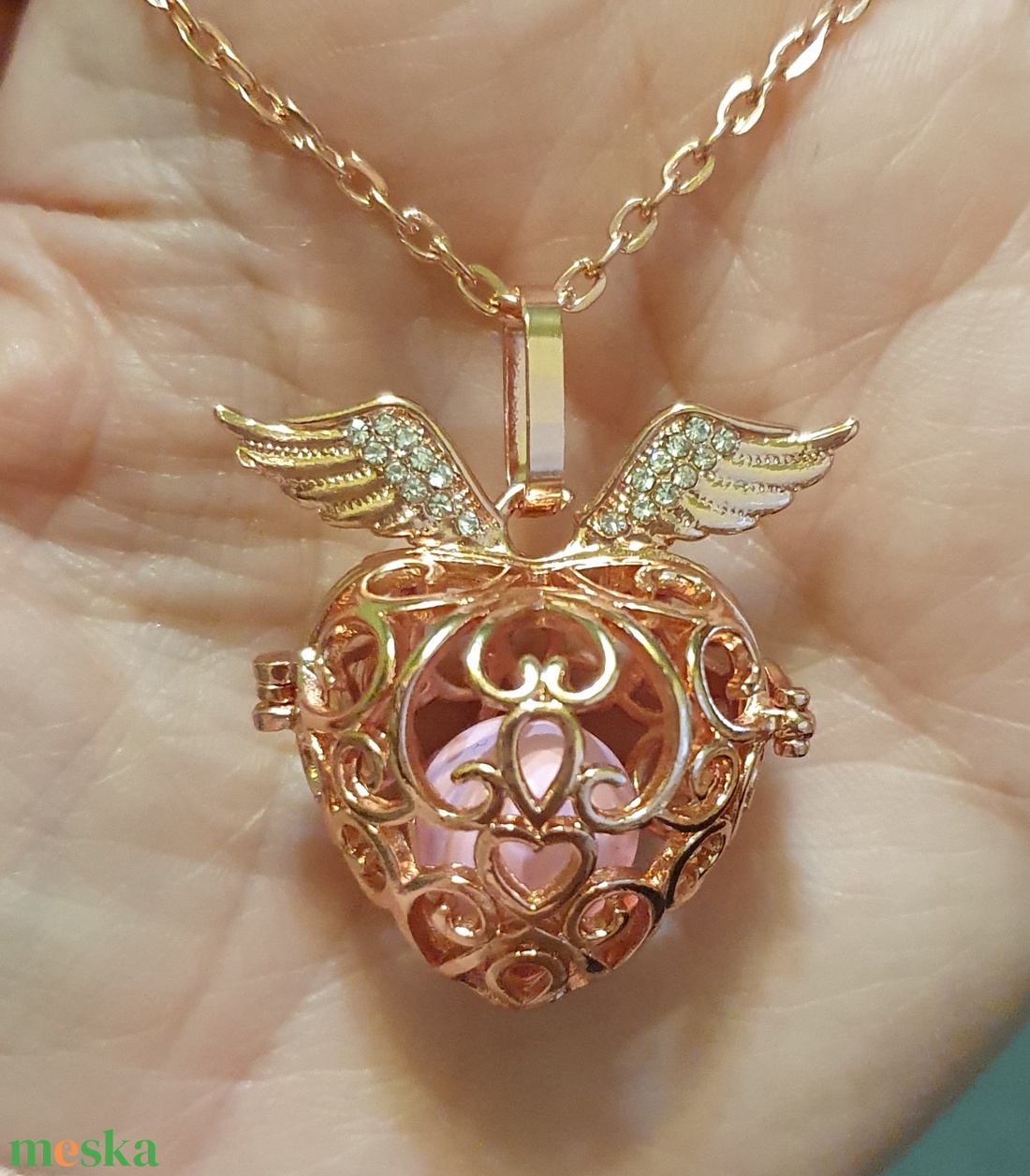 Rosegold strasszos angyalhívó -  - Meska.hu