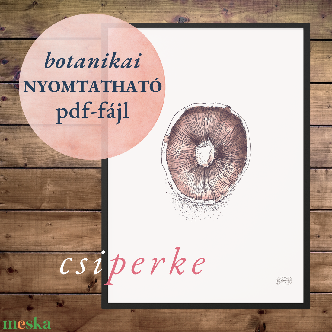 NYOMTATHATÓ Természet ihlette botanikai kép: Csiperke - művészet - grafika & illusztráció - digitális - Meska.hu