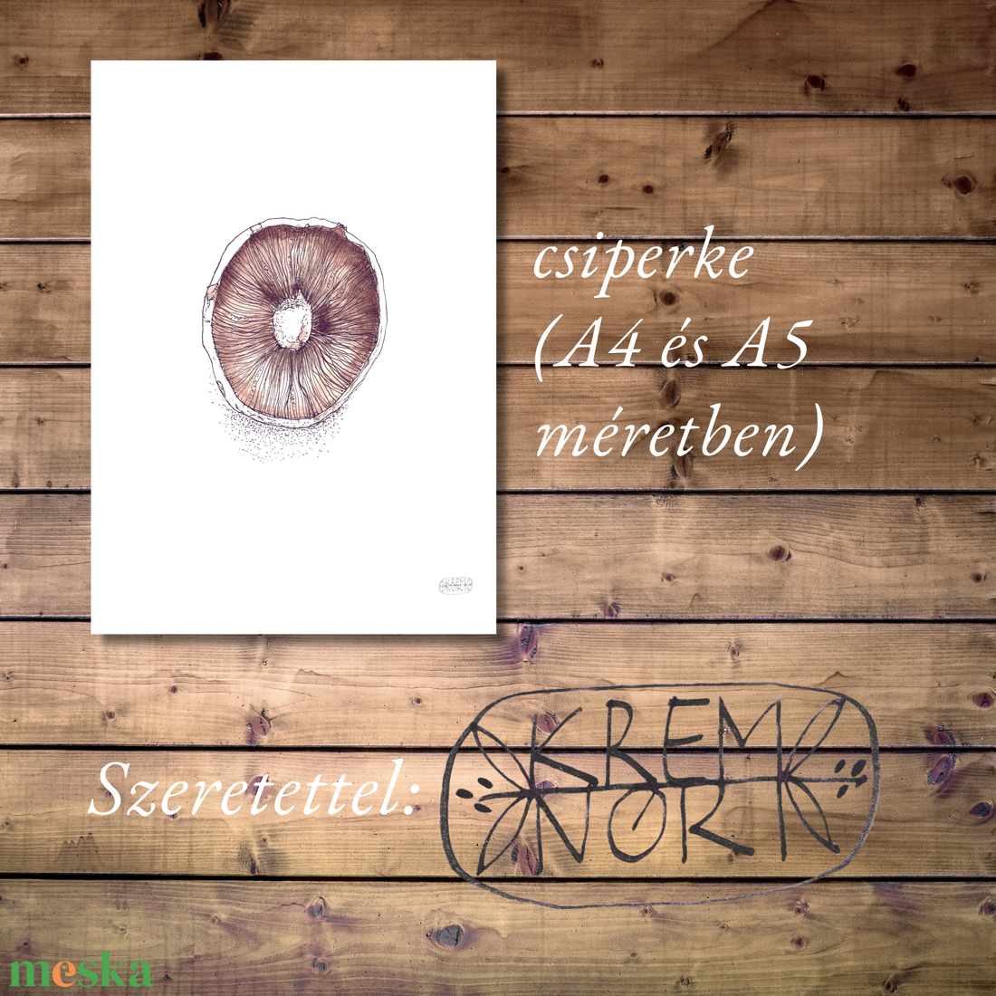 NYOMTATHATÓ Természet ihlette botanikai kép: Csiperke - művészet - grafika & illusztráció - digitális - Meska.hu