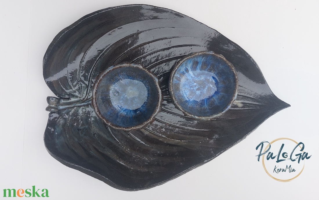 Éjkék mázas, egyedi kávéskészlet  - otthon & életmód - konyhafelszerelés, tálalás - tálalás - teás- és kávés pohár, készlet - Meska.hu