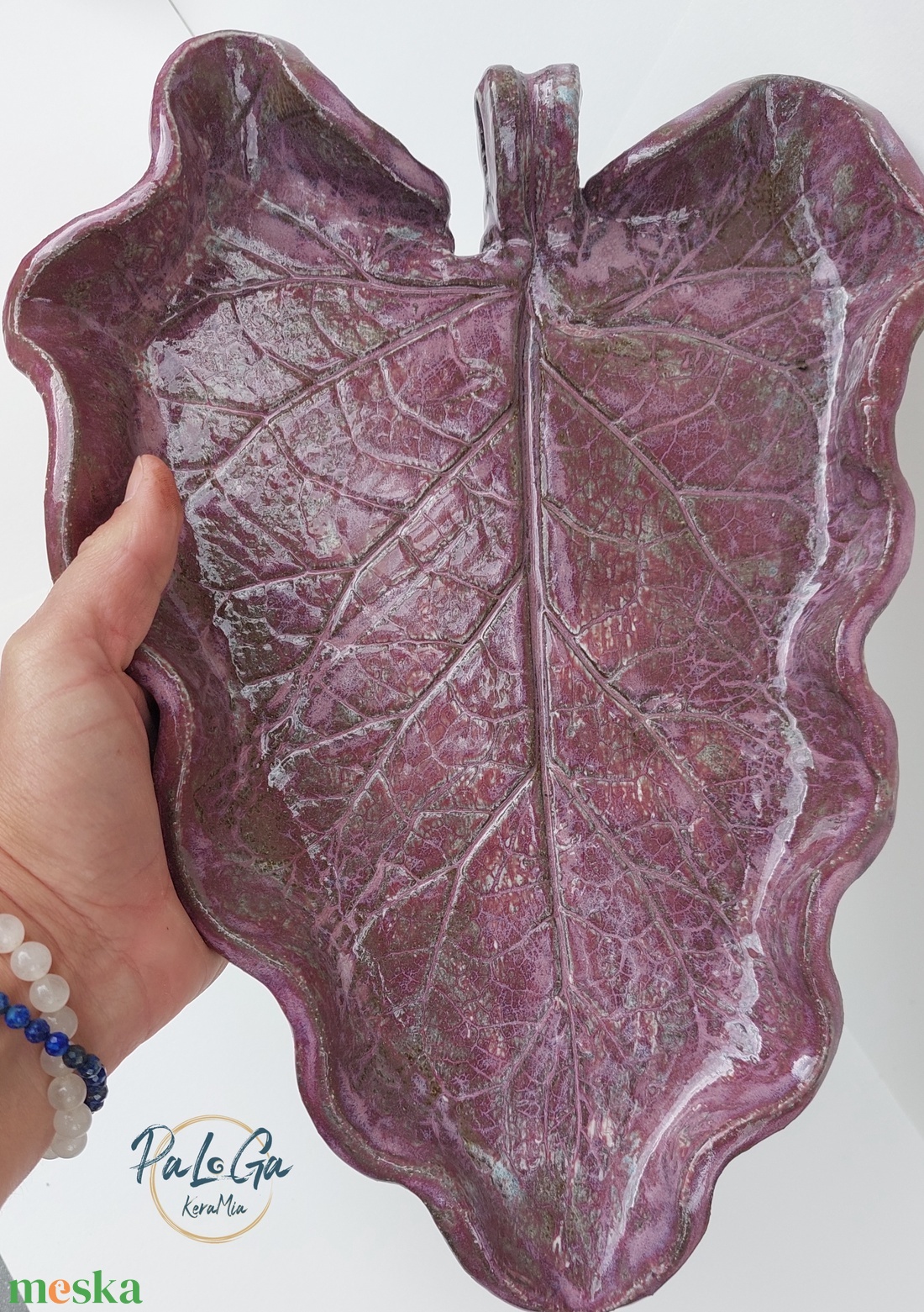 Egyedi, levél formájú nagy kínálótál - otthon & életmód - konyhafelszerelés, tálalás - tálalás - kínálótál - Meska.hu