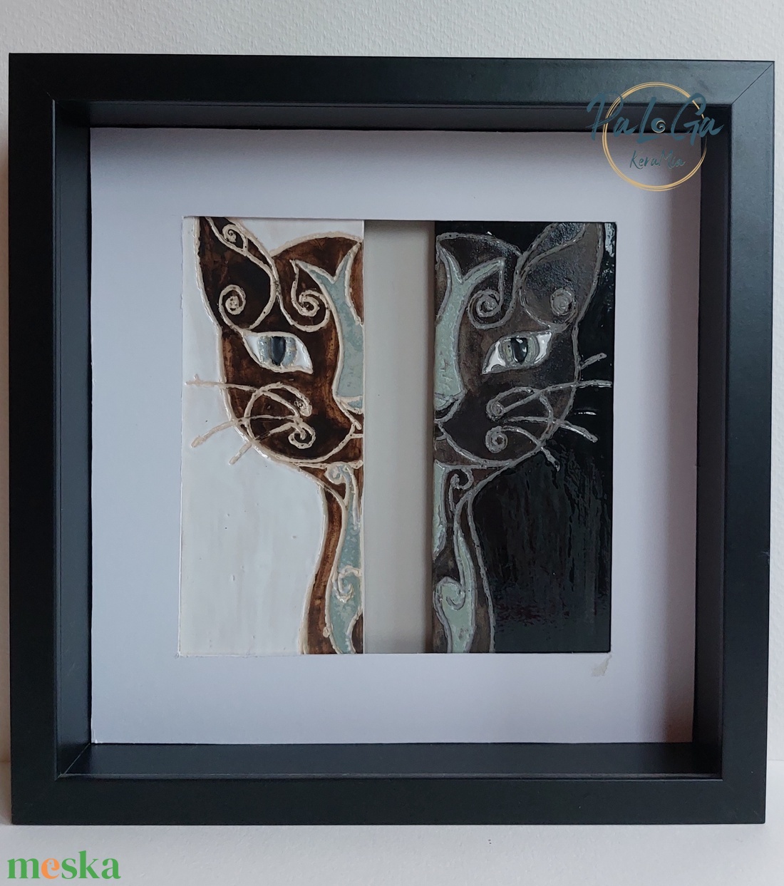 Két macska kerámiakép - otthon & életmód - dekoráció - kép & falikép - több részes kép - Meska.hu