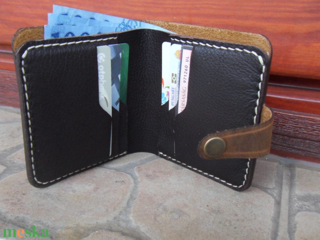 Bőr Pénz és Kártyatartó  Barna - táska & tok - pénztárca & más tok - pénztárca - férfi pénztárca - Meska.hu