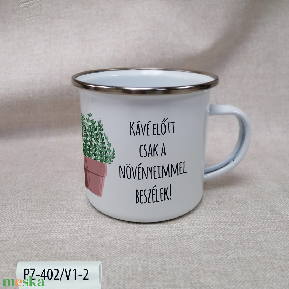 Virágos, Növényes Zománc Bögre - otthon & életmód - konyhafelszerelés, tálalás - tálalás - bögre & csésze - Meska.hu