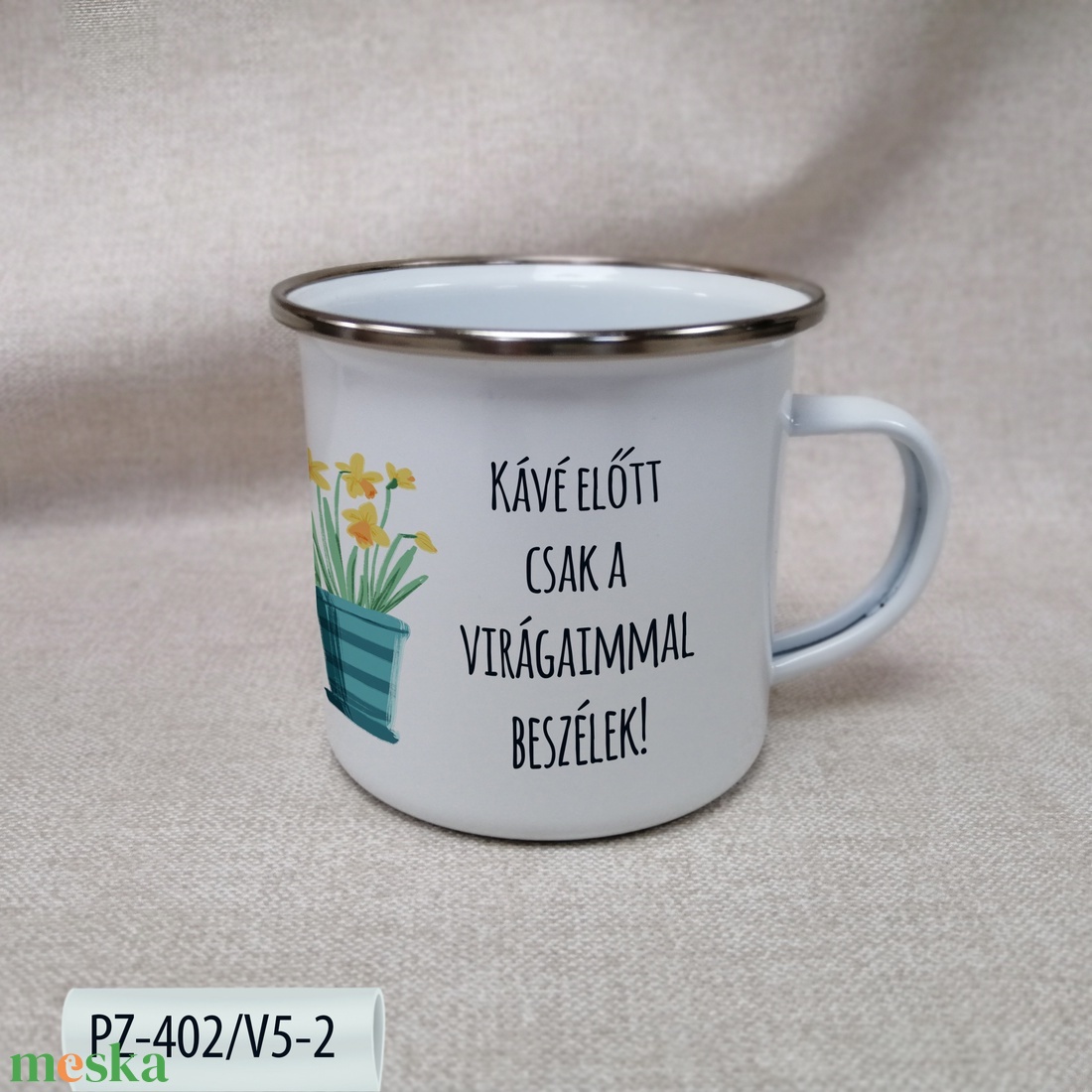 Virágos, Növényes Zománc Bögre - otthon & életmód - konyhafelszerelés, tálalás - tálalás - bögre & csésze - Meska.hu