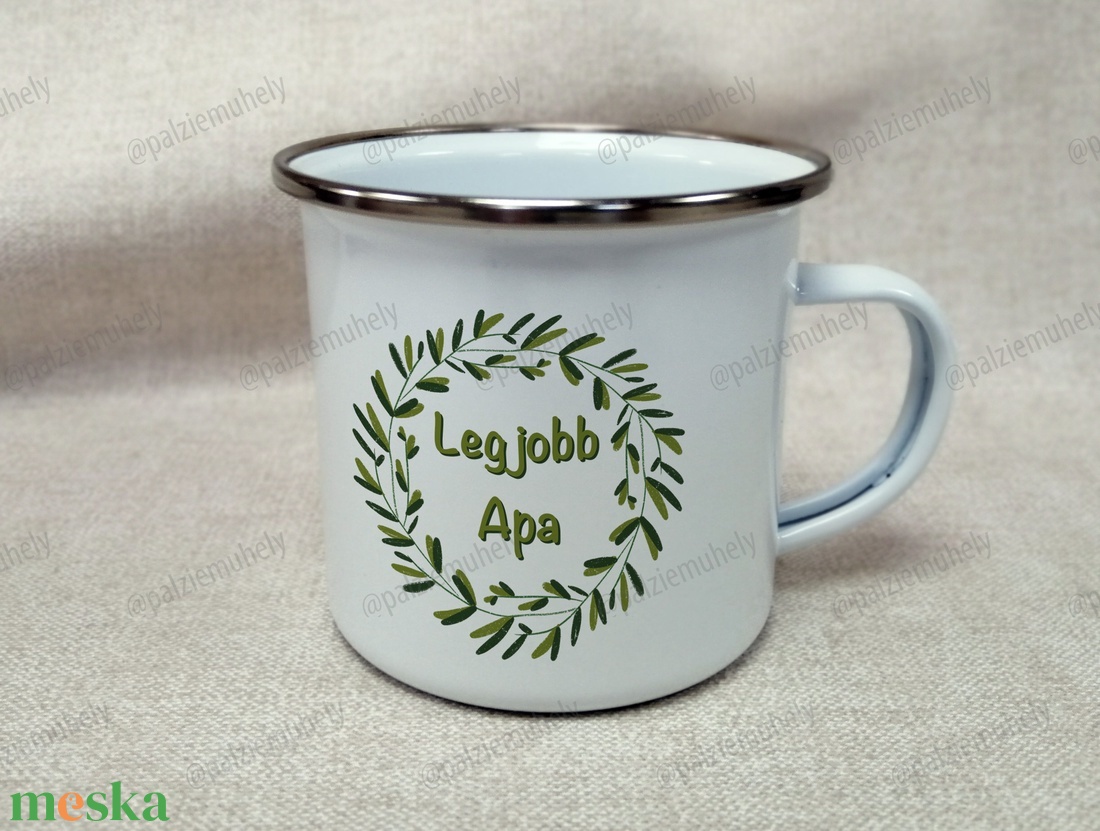 Egyedi szöveggel - Legjobb Apa - Apák napi Zománc Bögre - otthon & életmód - konyhafelszerelés, tálalás - tálalás - bögre & csésze - Meska.hu