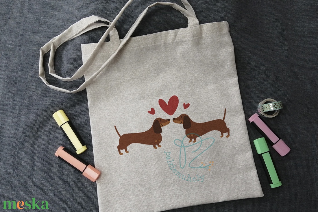 Valentin napi Tacskós Vászontáska - Szerelmes Tacskó Pár - táska & tok - bevásárlás & shopper táska - shopper, textiltáska, szatyor - Meska.hu Valentin napi Tacskós Vászontáska - Szerelmes Tacskó Pár - táska & tok - bevásárlás & shopper táska - shopper, textiltáska, szatyor - Meska.hu