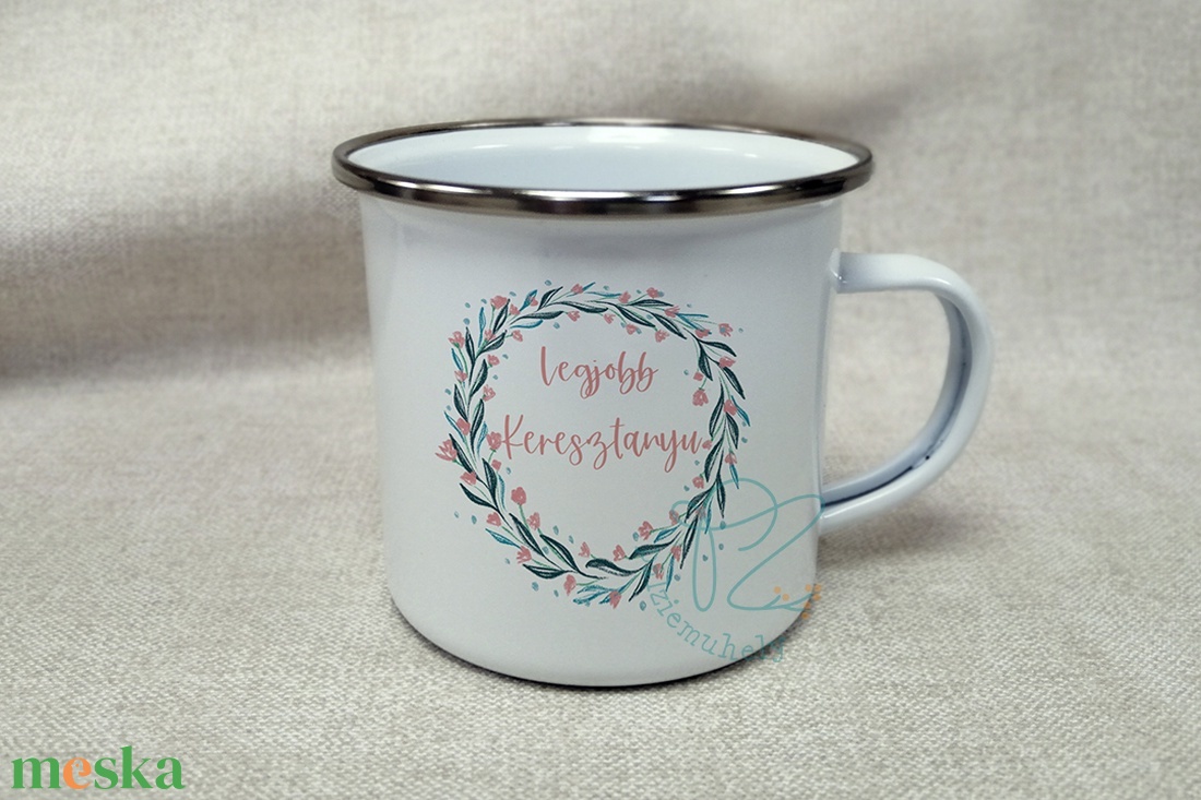 Legjobb Keresztanyu - Anyák napi Zománc Bögre - otthon & életmód - konyhafelszerelés, tálalás - tálalás - bögre & csésze - Meska.hu