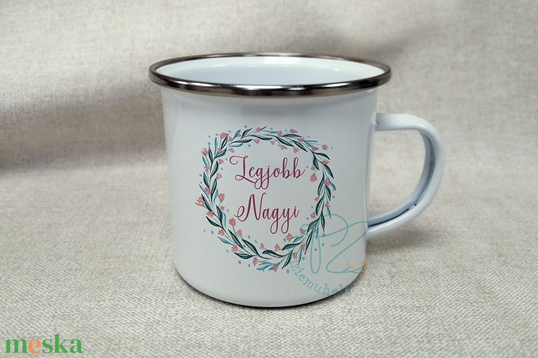 Legjobb Nagyi - Anyák napi Zománc Bögre - otthon & életmód - konyhafelszerelés, tálalás - tálalás - bögre & csésze - Meska.hu