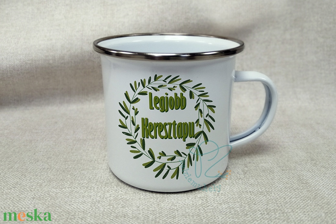 Legjobb Keresztapu - Apák napi Zománc Bögre - otthon & életmód - konyhafelszerelés, tálalás - tálalás - bögre & csésze - Meska.hu