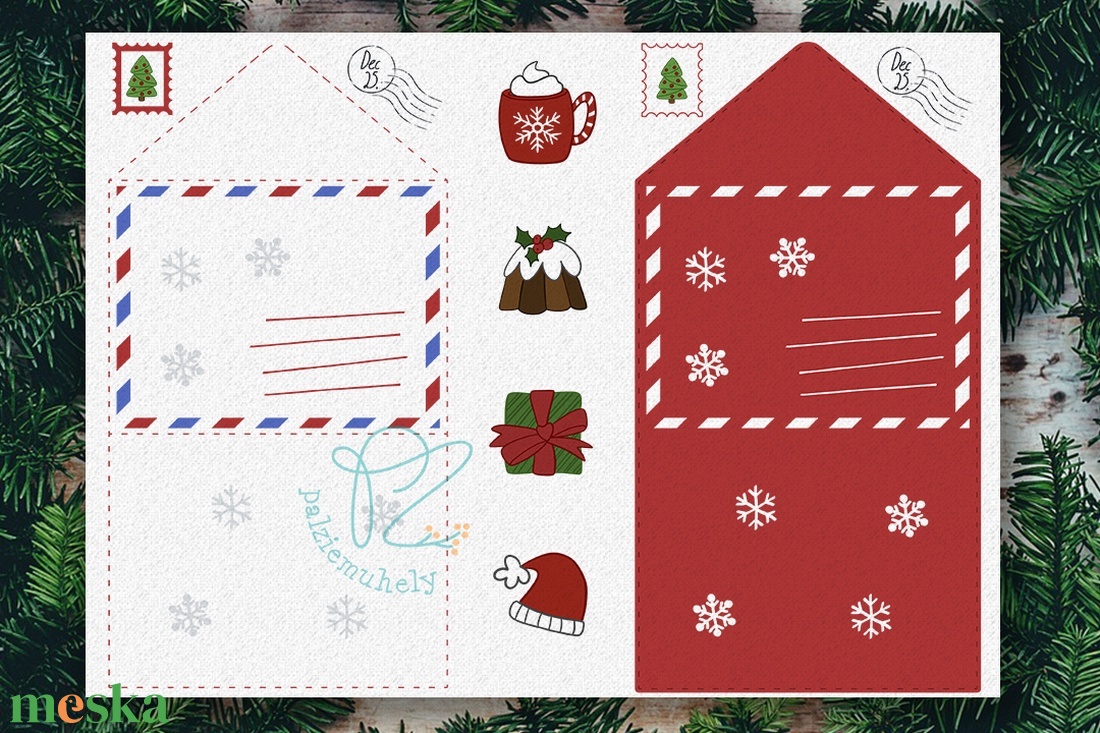 Karácsonyi Filcpanel - DIY boríték figurákkal - karácsony - karácsonyi ajándékozás - karácsonyi ajándékcsomagolás - Meska.hu