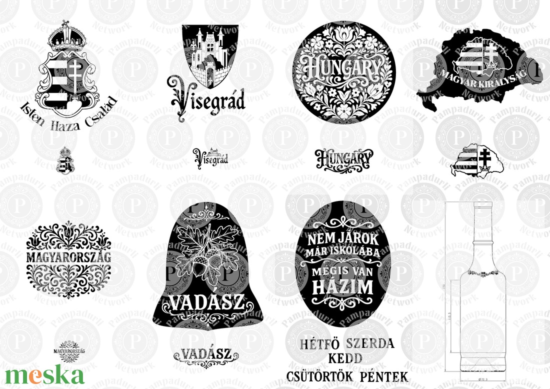 Magyaros pálinkás szett - egyedi felirattal, népi motívumokkal - otthon & életmód - konyhafelszerelés, tálalás - tálalás - pálinkás poharak, szettek - Meska.hu