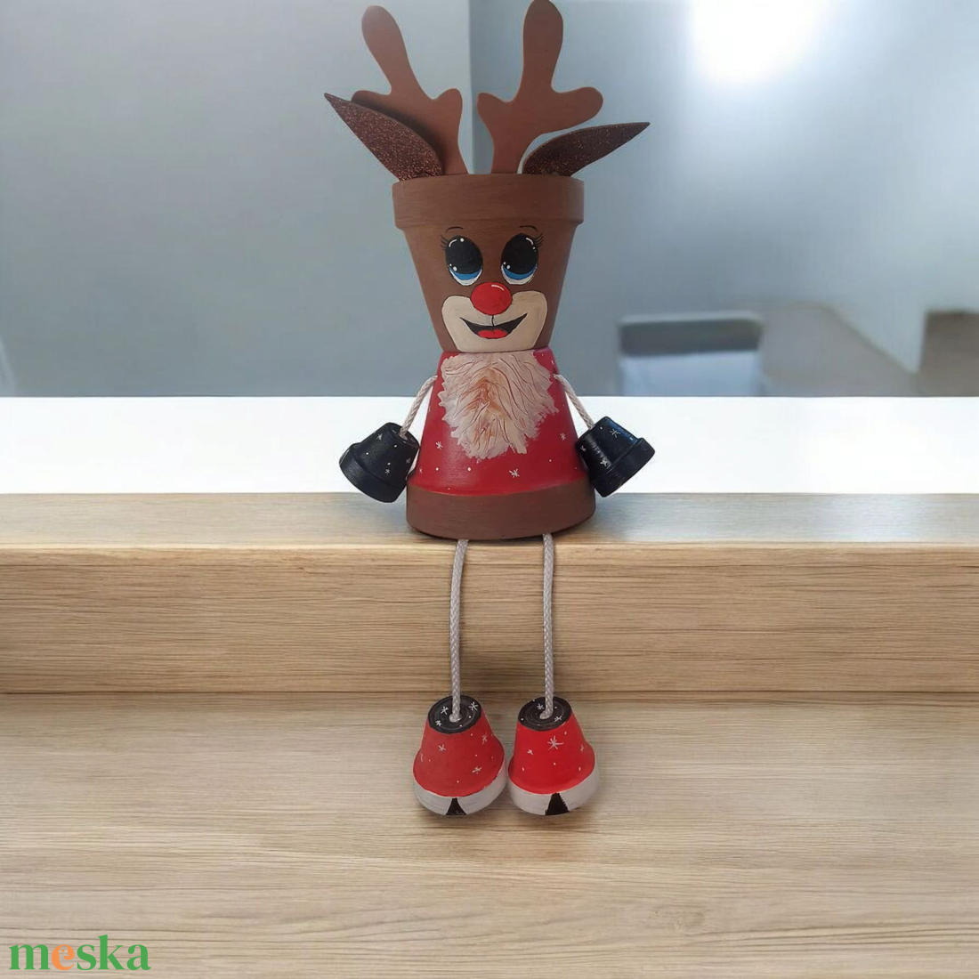 Karácsonyi cserépbabák - hóember és rénszarvas - otthon & életmód - dekoráció - virágdísz és tartó - cserép & kaspó - Meska.hu