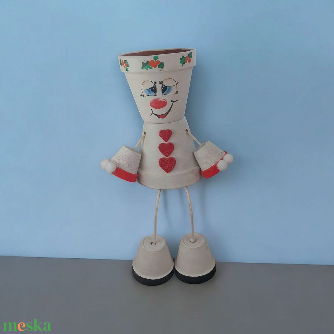 Karácsonyi cserépbabák - hóember és rénszarvas - otthon & életmód - dekoráció - virágdísz és tartó - cserép & kaspó - Meska.hu