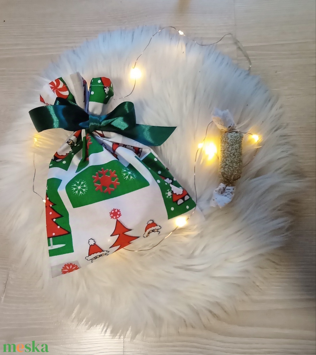 Mikulás zsák zöld  - karácsony - mikulás - mikulás zsák - Meska.hu