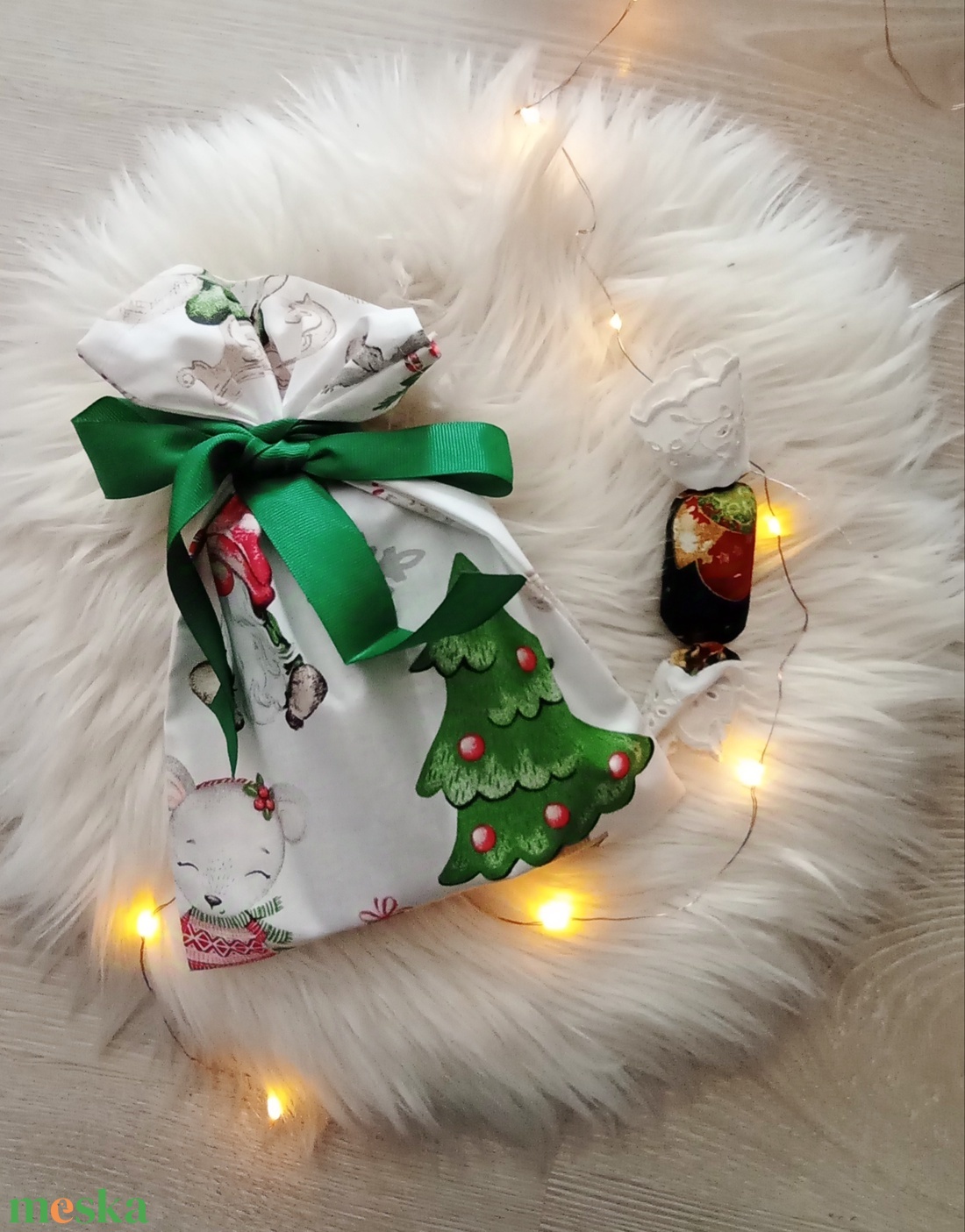 Mikulás zsák zöld  - karácsony - mikulás - mikulás zsák - Meska.hu