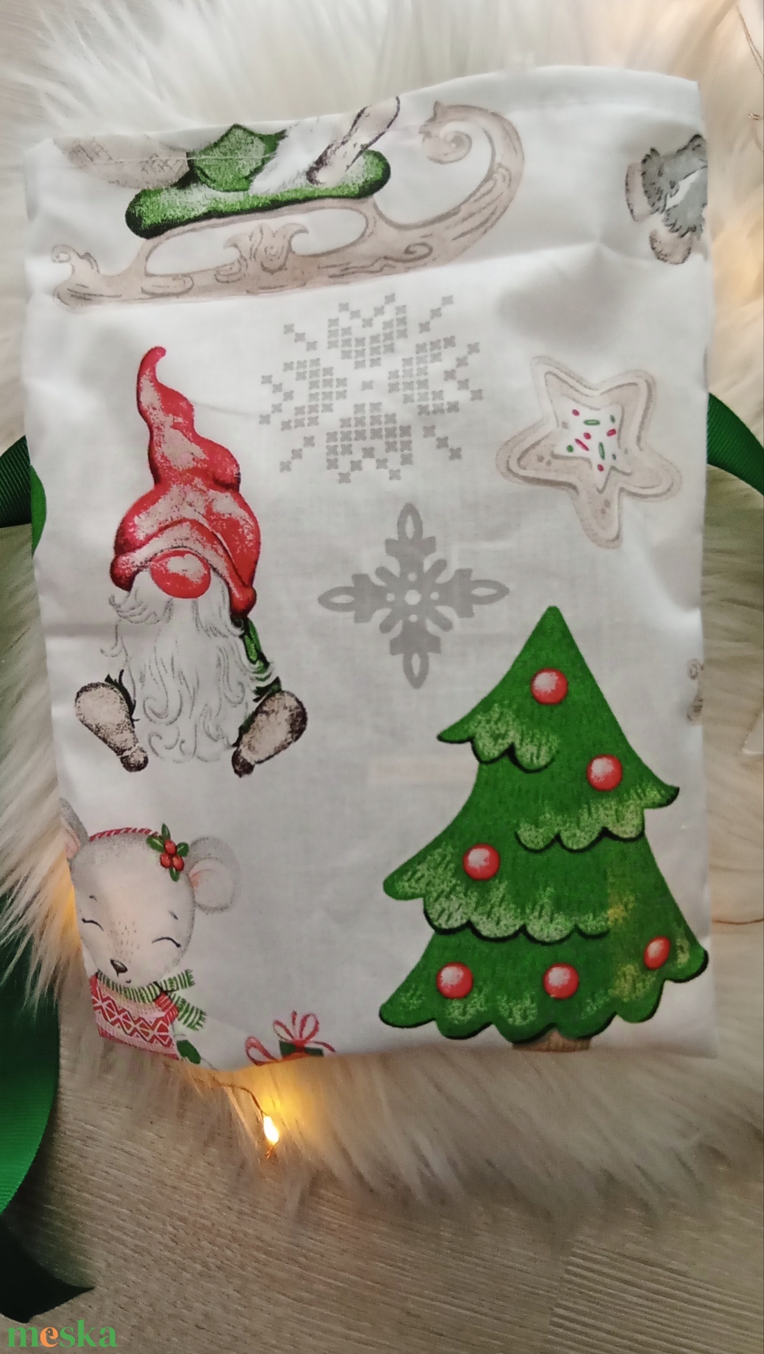 Mikulás zsák zöld  - karácsony - mikulás - mikulás zsák - Meska.hu