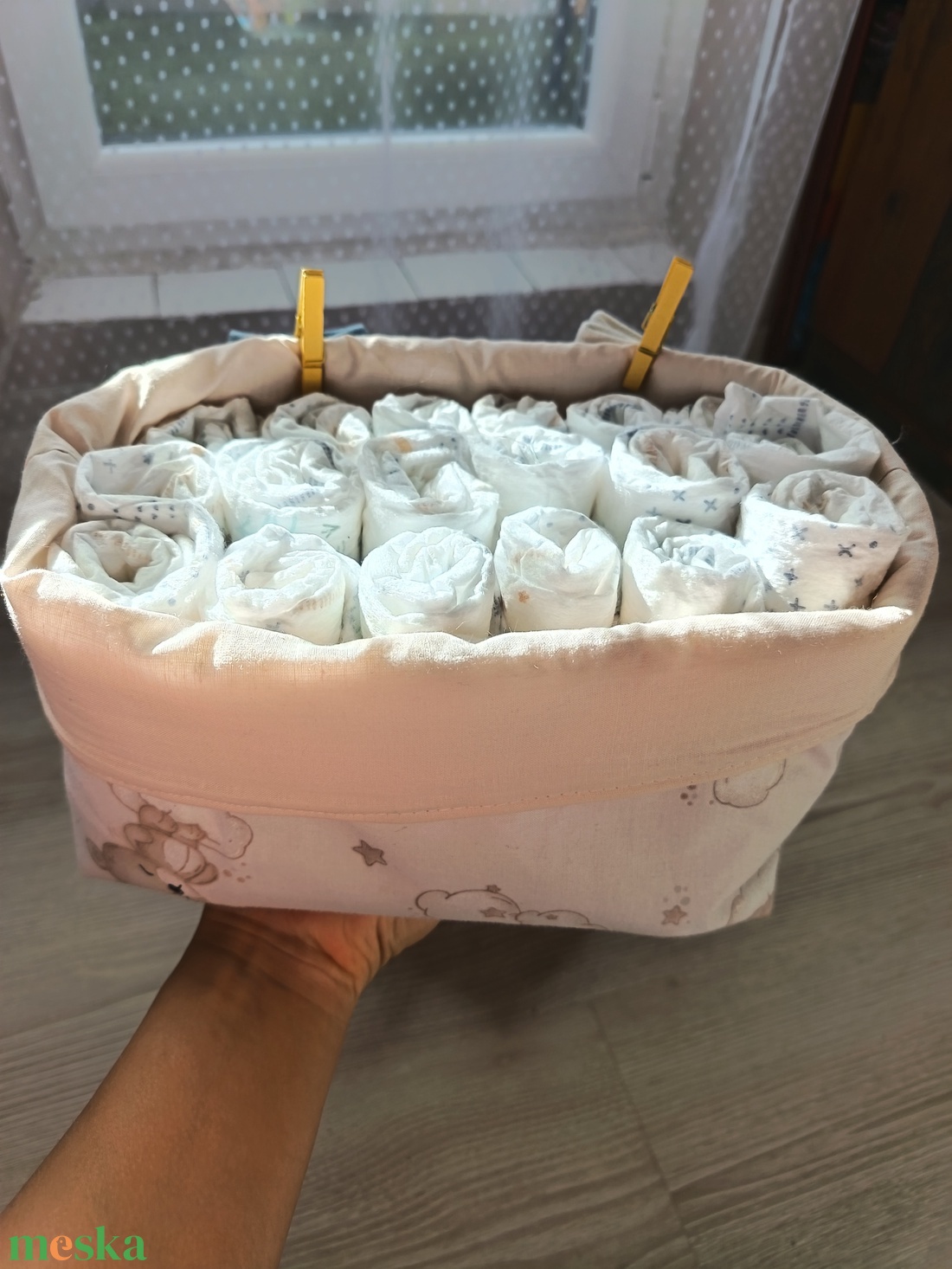 Pelenka torta, pelenka tároló  - otthon & életmód - tárolás & rendszerezés - tárolókosár - Meska.hu