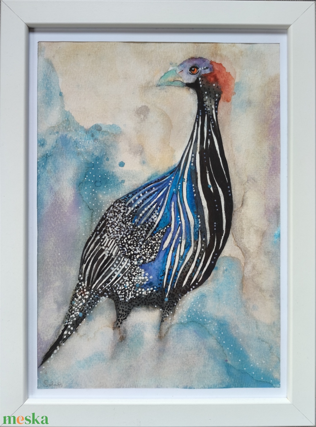 Gyöngytyúk - művészet - festmény - akvarell - Meska.hu