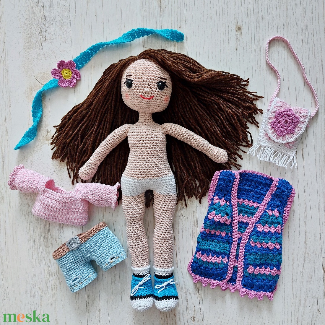 HANNA baba horgolt amigurumi - játék & sport - baba & babaház - öltöztethető baba - Meska.hu