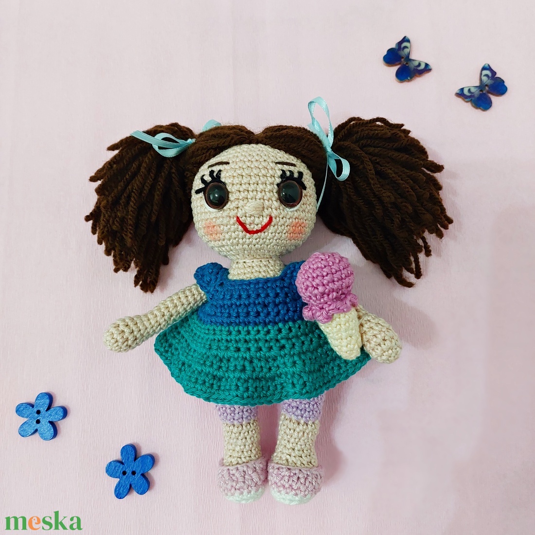 amigurumi Flóra baba  - játék & sport - baba & babaház - öltöztethető baba - Meska.hu