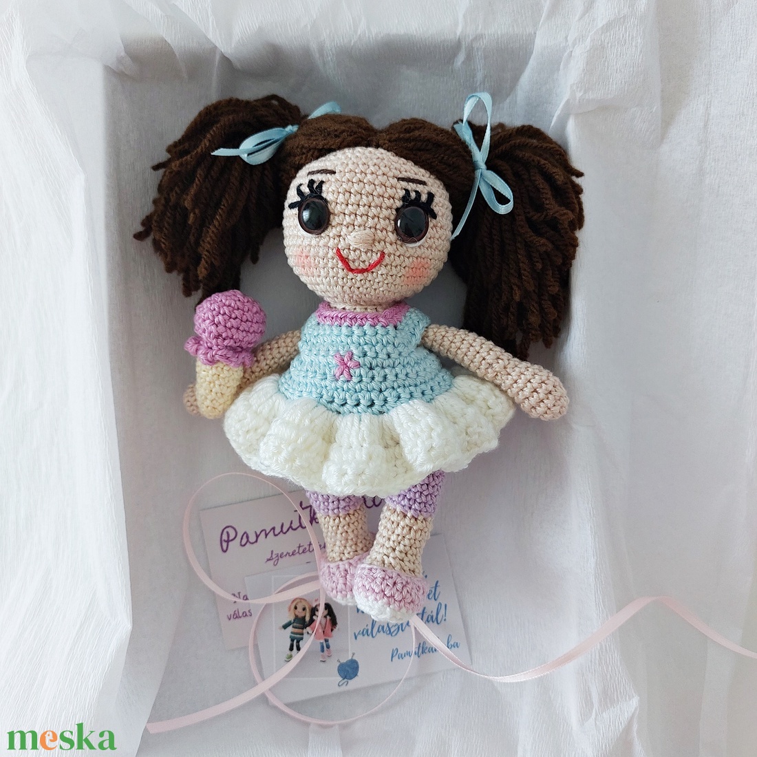 amigurumi Flóra baba  - játék & sport - baba & babaház - öltöztethető baba - Meska.hu