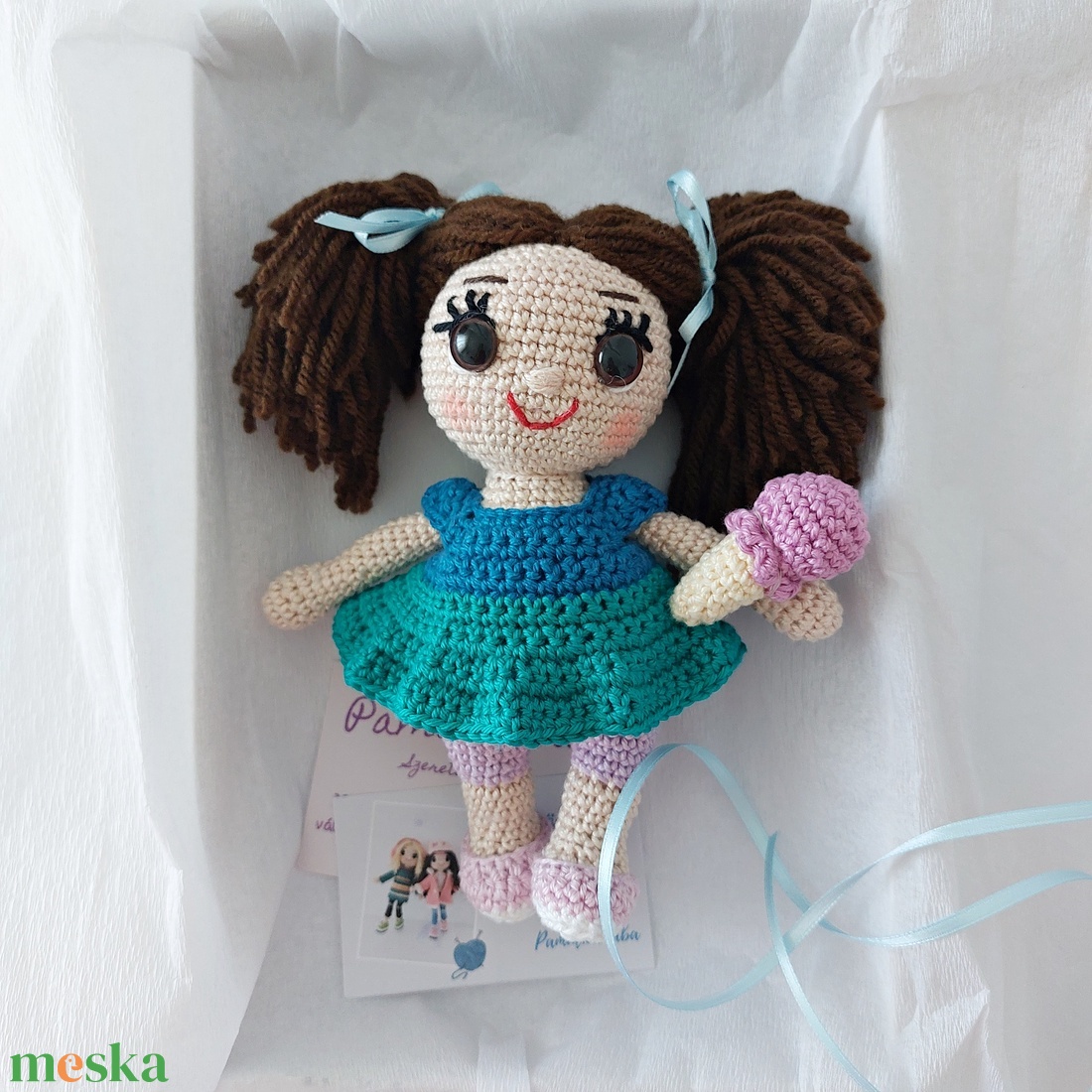 amigurumi Flóra baba  - játék & sport - baba & babaház - öltöztethető baba - Meska.hu