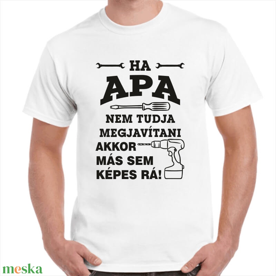 Feliratos póló apának Ha apa nem tudja megjavítani akkor már sem képes rá! felirattal. Minőségi 100% pamut egyedi póló. - ruha & divat - férfi ruha - póló - Meska.hu