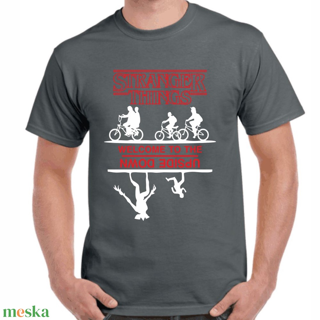 Stranger Things welcome to the upside down férfi póló. Minőségi 100% pamut egyedi férfi póló. - ruha & divat - férfi ruha - póló - Meska.hu