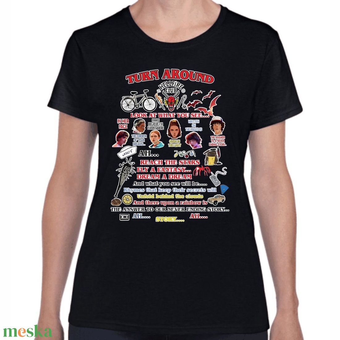 Stranger Things HELLFIRE CLUB turn around női póló. Minőségi 100% pamut egyedi női póló. - ruha & divat - női ruha - póló, felső - Meska.hu