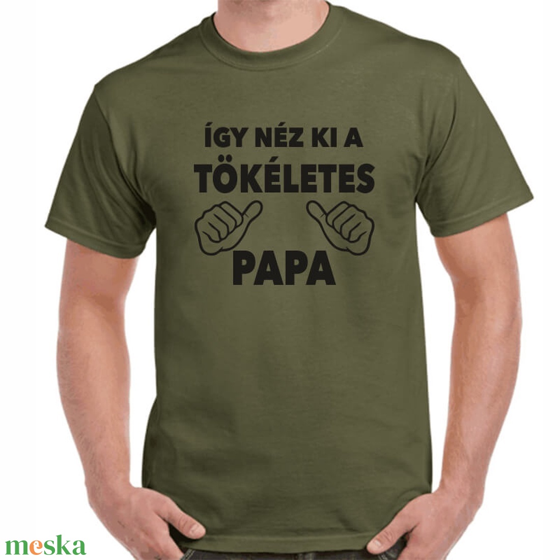 Feliratos póló papának így néz ki a tökéletes papa felirattal. Minőségi 100% pamut egyedi póló. - ruha & divat - férfi ruha - póló - Meska.hu