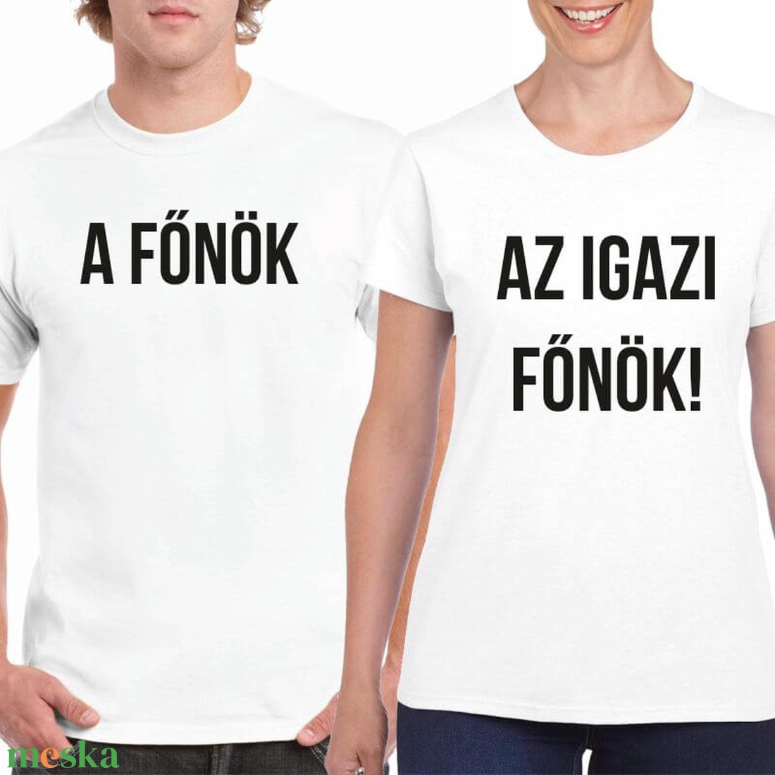 A főnök és az igazi főnök páros póló szett, minőségi 100% pamut egyedi pólók valentin napra, évforulóra. - ruha & divat - páros szett - női-férfi páros szett - Meska.hu