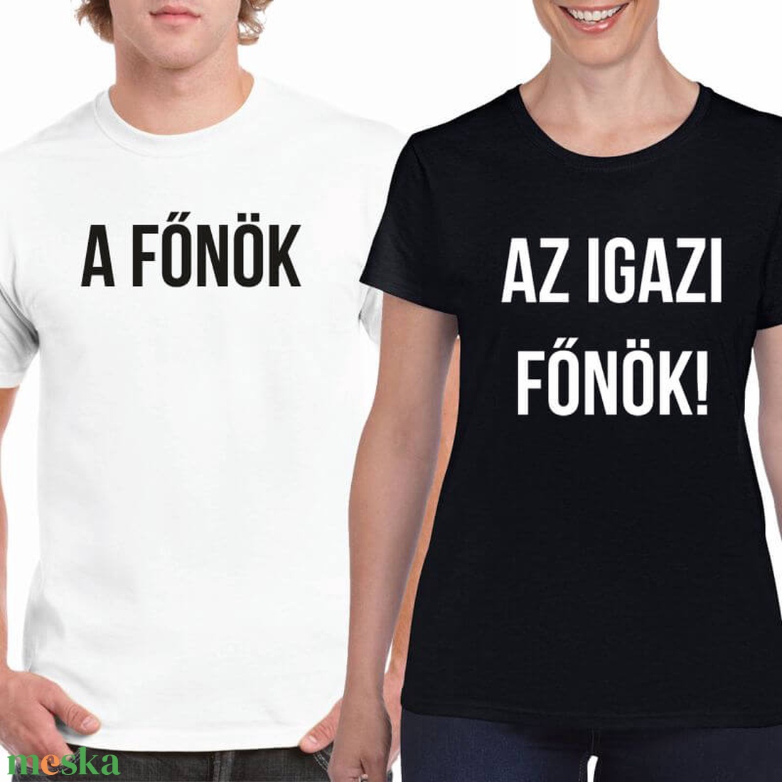 A főnök és az igazi főnök páros póló szett, minőségi 100% pamut egyedi pólók valentin napra, évforulóra. - ruha & divat - páros szett - női-férfi páros szett - Meska.hu