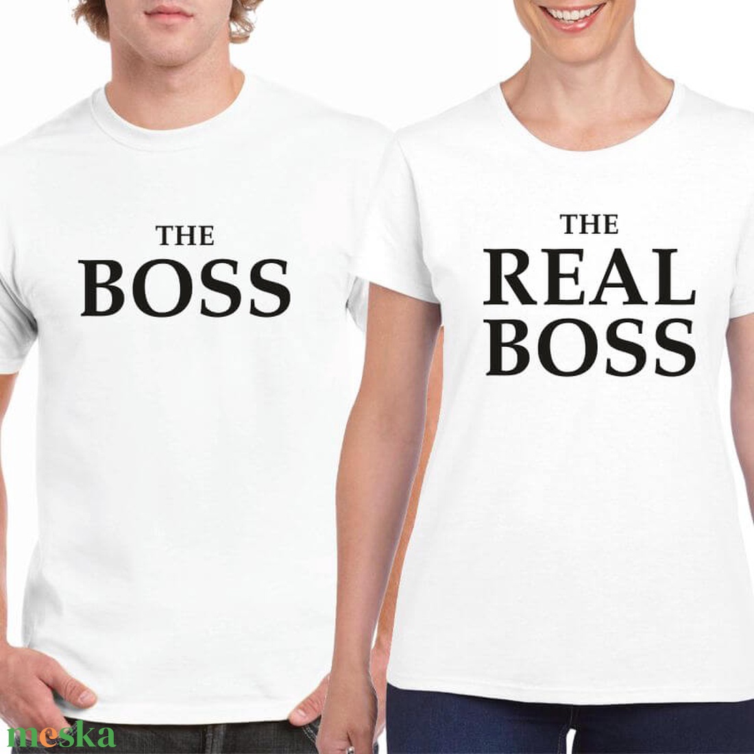 The BOSS and The REAL BOSS páros póló szett, minőségi 100% pamut egyedi pólók valentin napra, évforulóra. - ruha & divat - páros szett - női-férfi páros szett - Meska.hu
