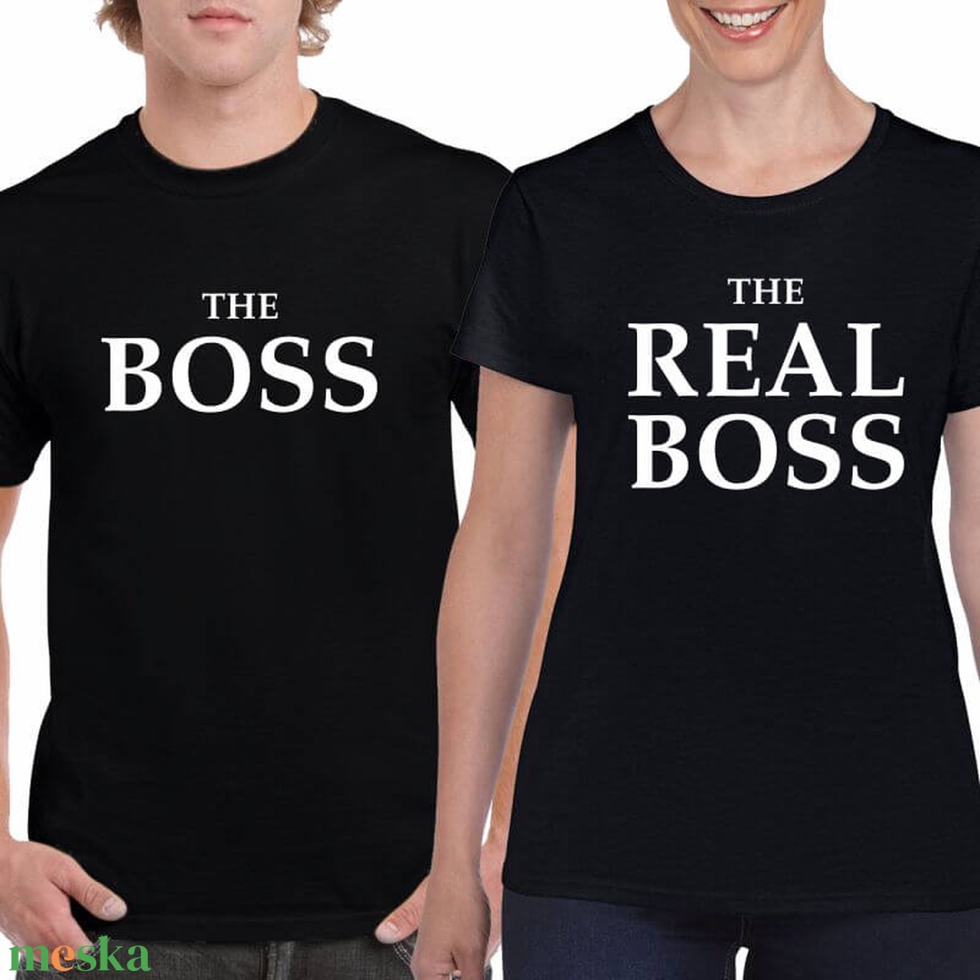 The BOSS and The REAL BOSS páros póló szett, minőségi 100% pamut egyedi pólók valentin napra, évforulóra. - ruha & divat - páros szett - női-férfi páros szett - Meska.hu