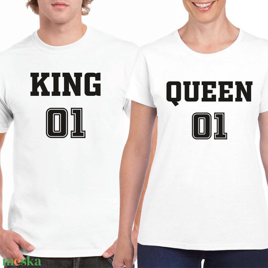 KING and QUEEN number 01 páros póló szett, minőségi 100% pamut egyedi pólók valentin napra, évforulóra. - ruha & divat - páros szett - női-férfi páros szett - Meska.hu