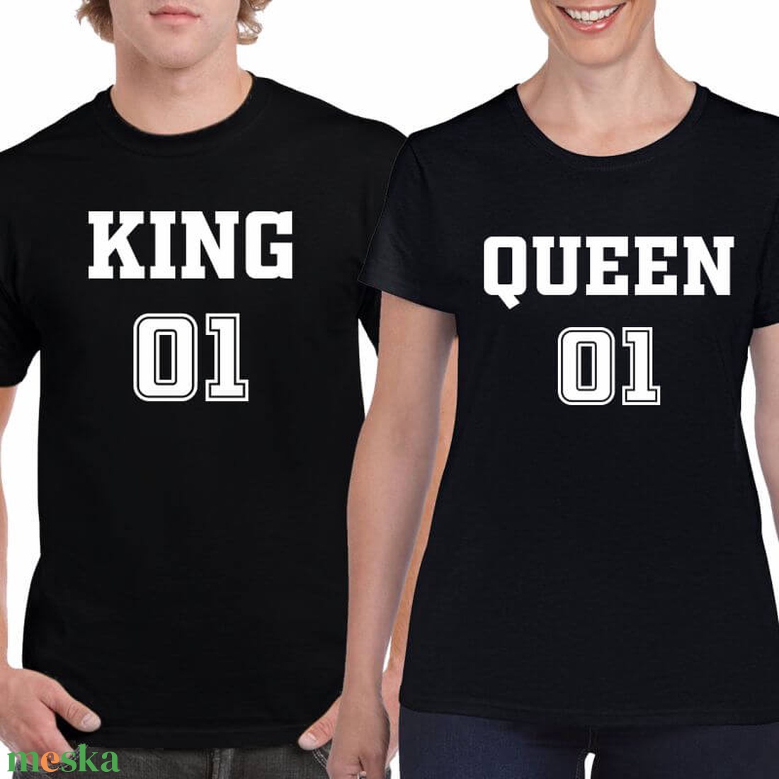 KING and QUEEN number 01 páros póló szett, minőségi 100% pamut egyedi pólók valentin napra, évforulóra. - ruha & divat - páros szett - női-férfi páros szett - Meska.hu