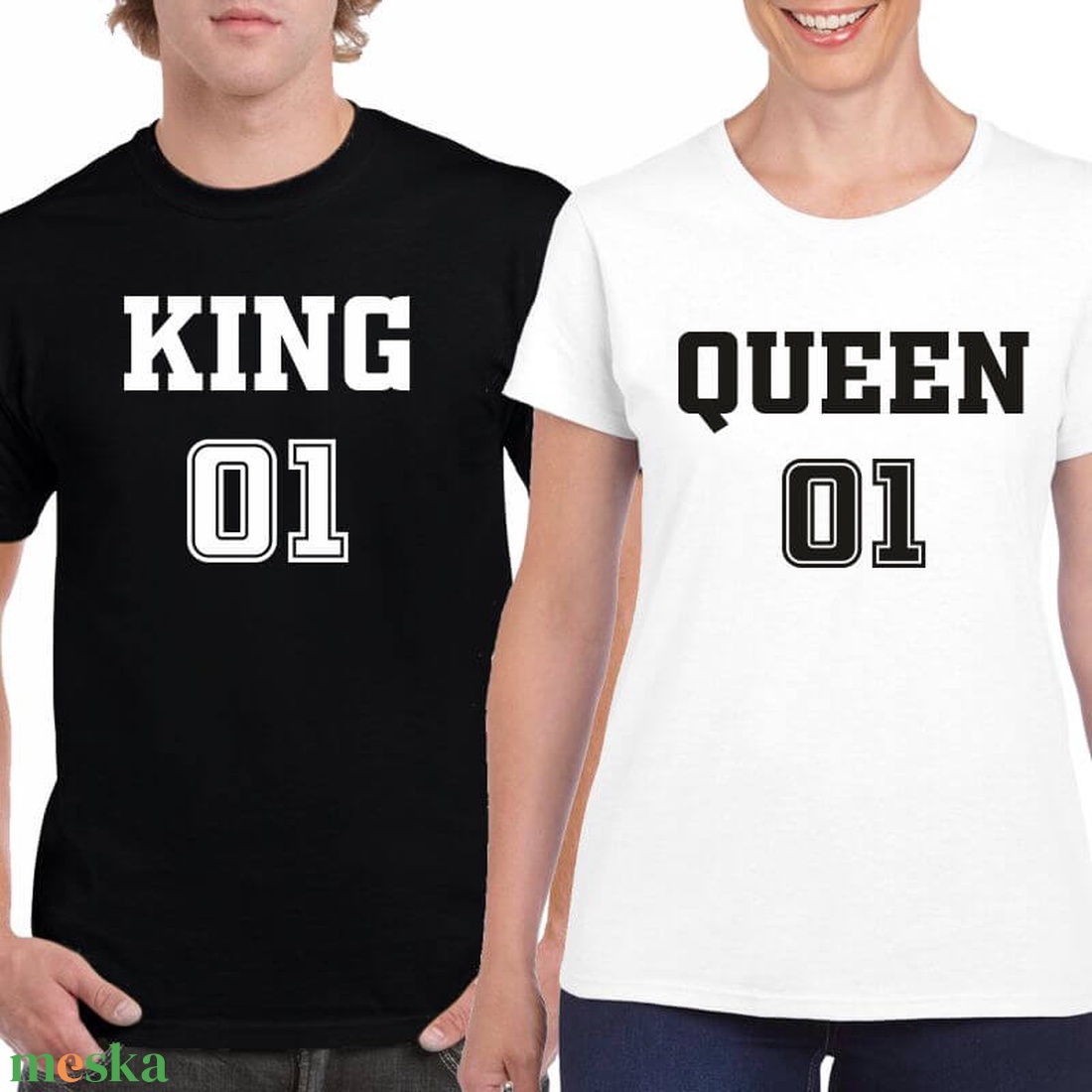 KING and QUEEN number 01 páros póló szett, minőségi 100% pamut egyedi pólók valentin napra, évforulóra. - ruha & divat - páros szett - női-férfi páros szett - Meska.hu