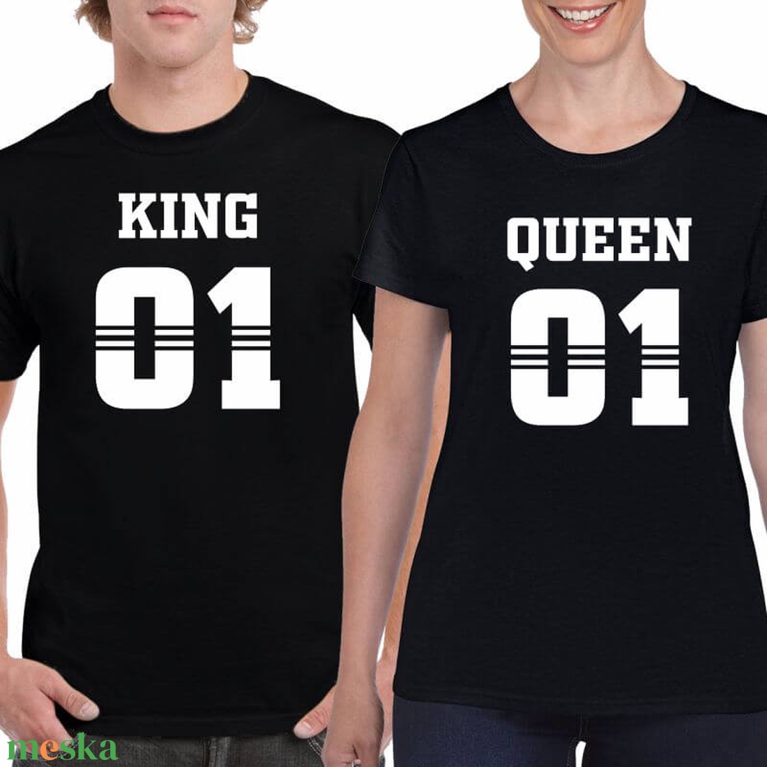 KING és QUEEN 01 stílusos páros póló szett, minőségi 100% pamut egyedi pólók valentin napra, évforulóra. - ruha & divat - páros szett - női-férfi páros szett - Meska.hu