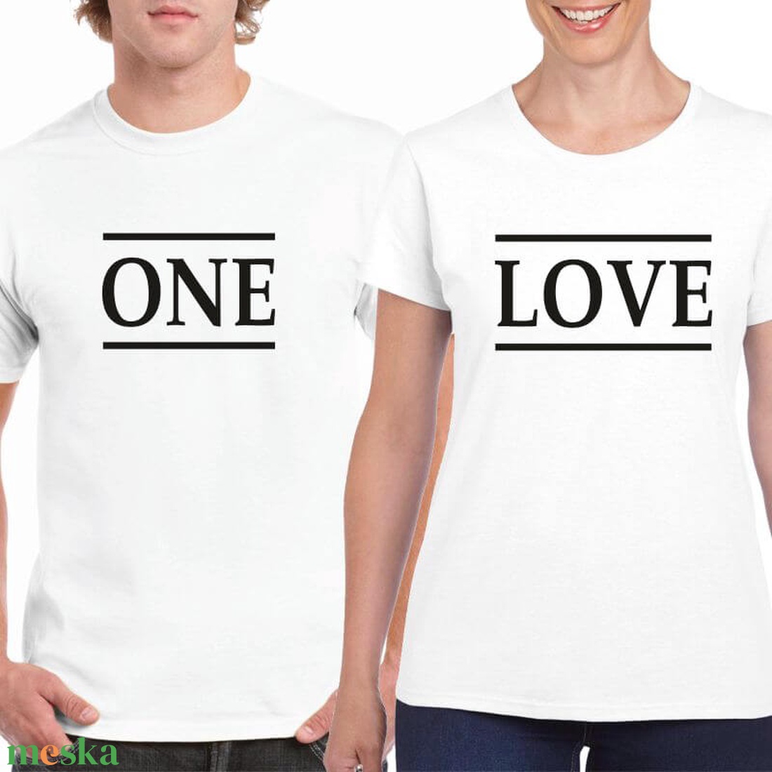 ONE LOVE páros póló szett, minőségi 100% pamut egyedi pólók valentin napra, évforulóra. - ruha & divat - páros szett - női-férfi páros szett - Meska.hu