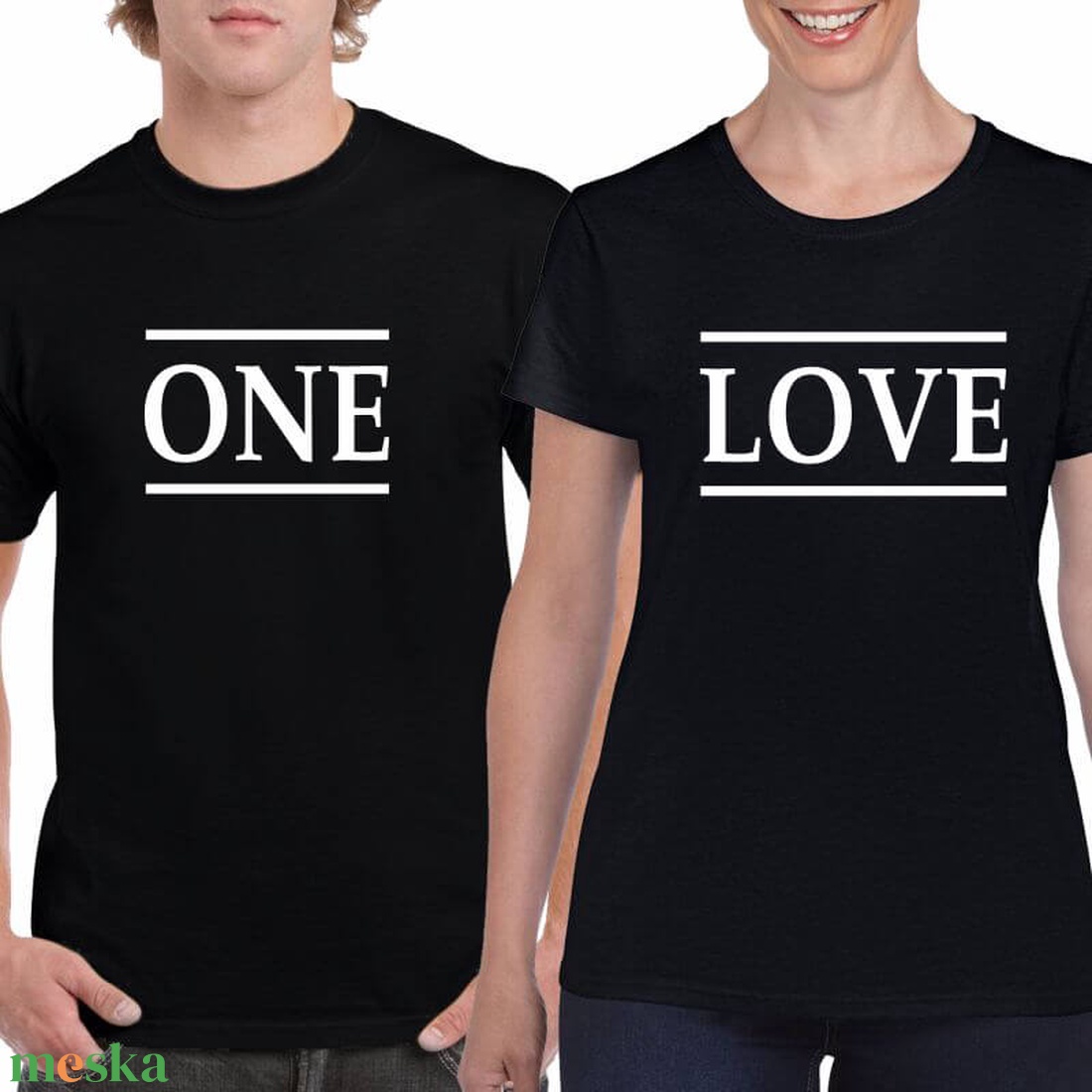 ONE LOVE páros póló szett, minőségi 100% pamut egyedi pólók valentin napra, évforulóra. - ruha & divat - páros szett - női-férfi páros szett - Meska.hu