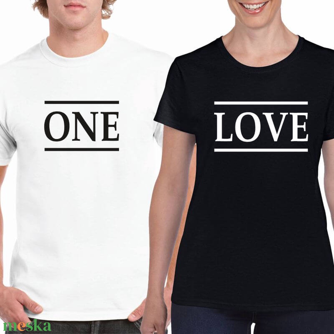 ONE LOVE páros póló szett, minőségi 100% pamut egyedi pólók valentin napra, évforulóra. - ruha & divat - páros szett - női-férfi páros szett - Meska.hu
